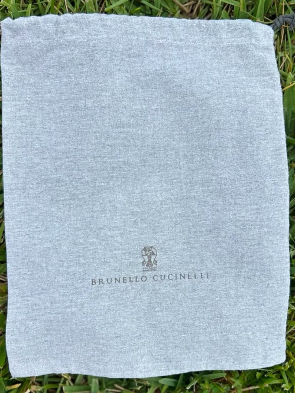 Authentic Brunello Cucinelli Dust Bag Gray Flannel Cotton 11.5x14